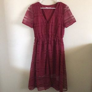 Red/ Maroon lace dress from Revolve